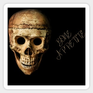 Skull Bone Appetite Halloween Themed T-Shirt/Cool Halloween Skeleton Apparel/Designer Festive Halloween Season Merch Sticker